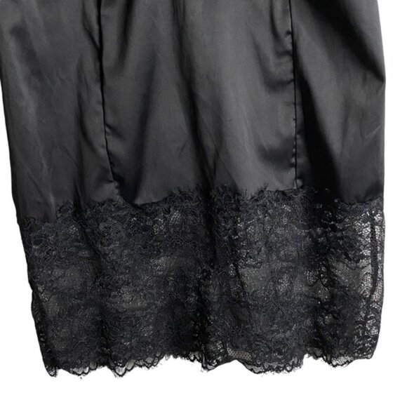 Women's Black Satin Sexy Lace Full Slip Lingerie - Picture 3 of 8